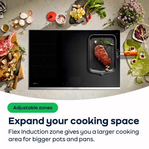 NEFF N90 T68NUV4A0 80cm Induction Hob - Black - AO Annotation - Flex Induction